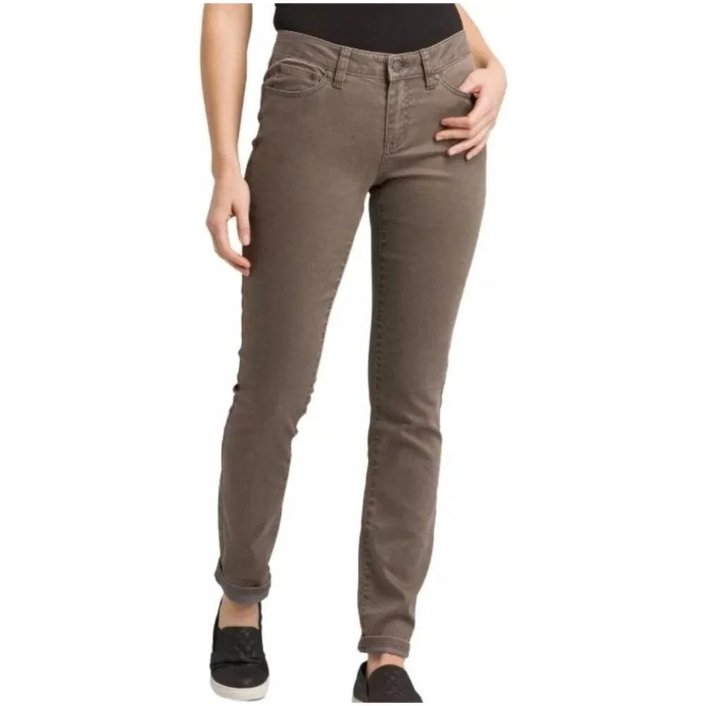 prAna Kayla Jeans Skinny Dark Mud Brown Organic Stretch Tall 0 25 x 35 Gorpcore